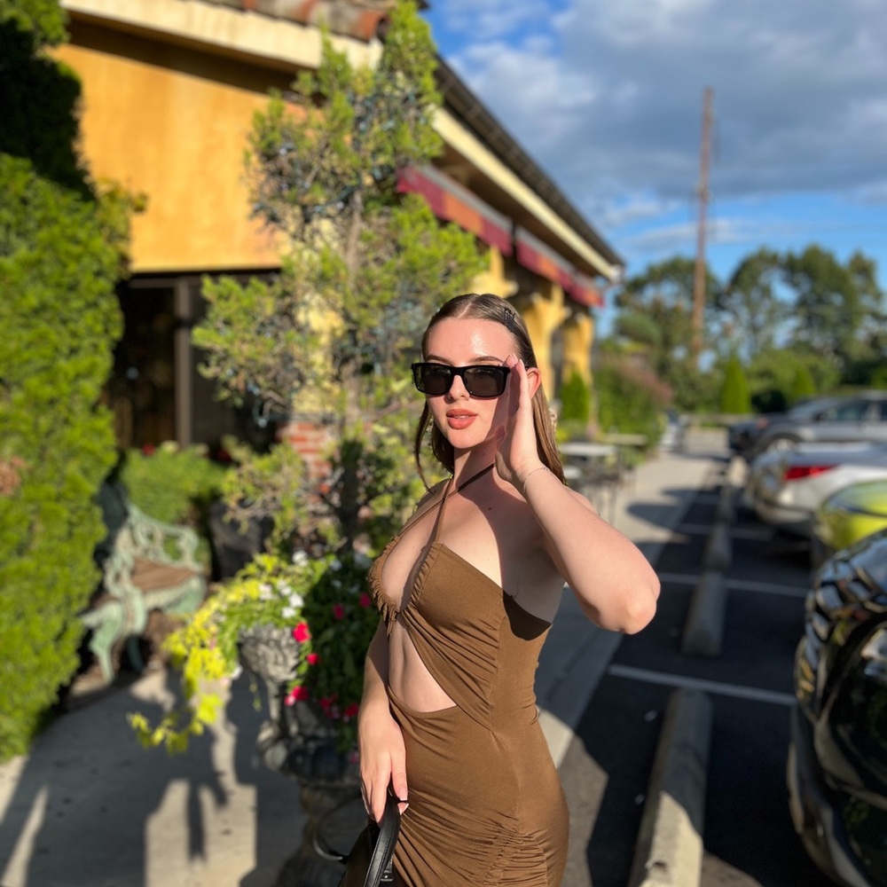 Brown Ruched Dress - Picture 3 of 3